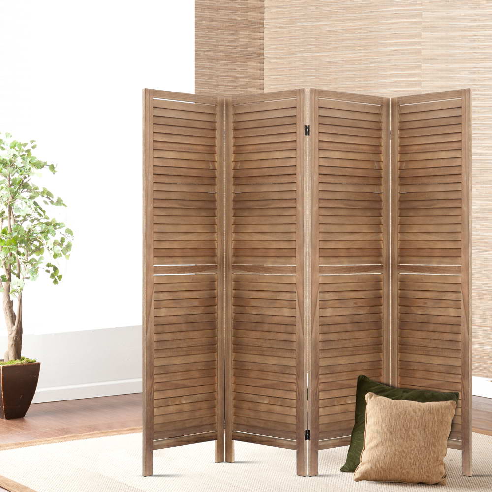 Artiss Room Divider Privacy Screen Foldable Partition Stand 4 Panel Brown-Furniture > Living Room - Peroz Australia - Image - 7