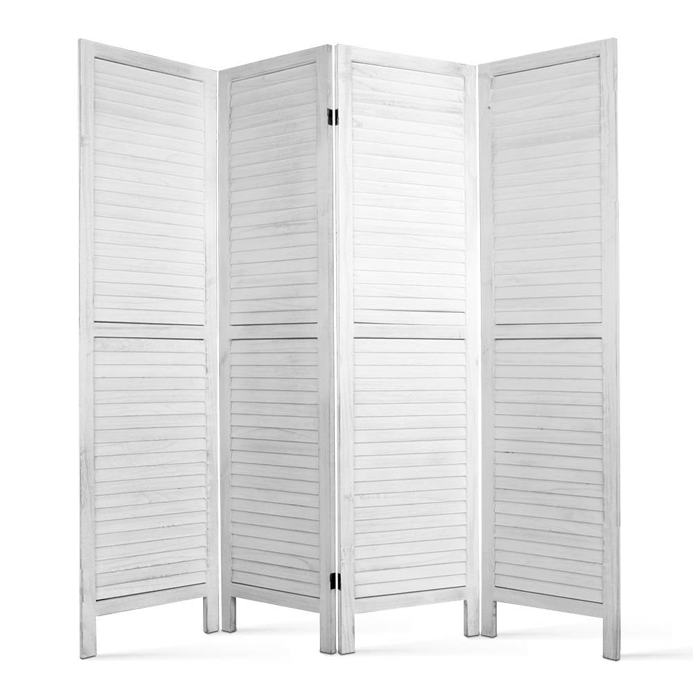 Artiss 4 Panel Foldable Wooden Room Divider - White-Furniture > Living Room - Peroz Australia - Image - 1