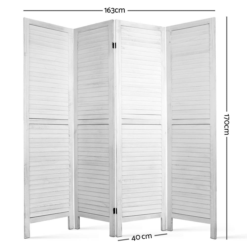 Artiss 4 Panel Foldable Wooden Room Divider - White-Furniture > Living Room - Peroz Australia - Image - 2