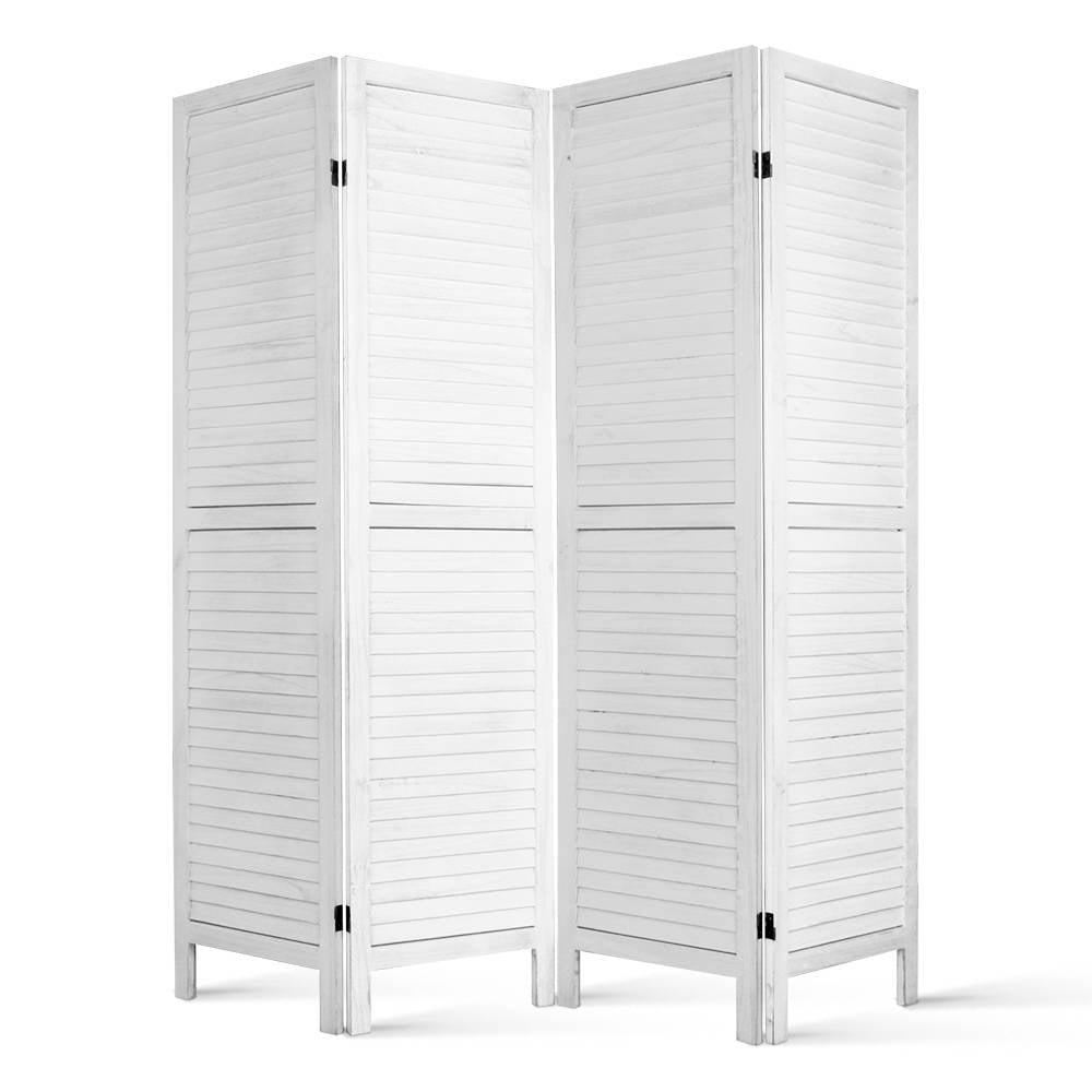 Artiss 4 Panel Foldable Wooden Room Divider - White-Furniture > Living Room - Peroz Australia - Image - 3