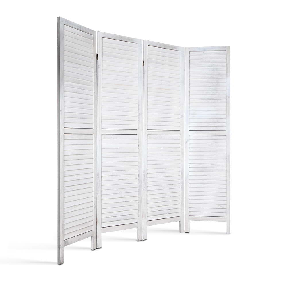Artiss 4 Panel Foldable Wooden Room Divider - White-Furniture > Living Room - Peroz Australia - Image - 4