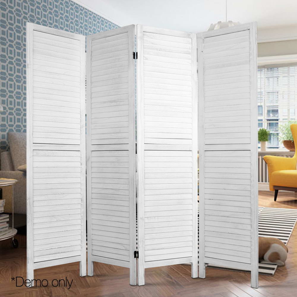 Artiss 4 Panel Foldable Wooden Room Divider - White-Furniture > Living Room - Peroz Australia - Image - 6