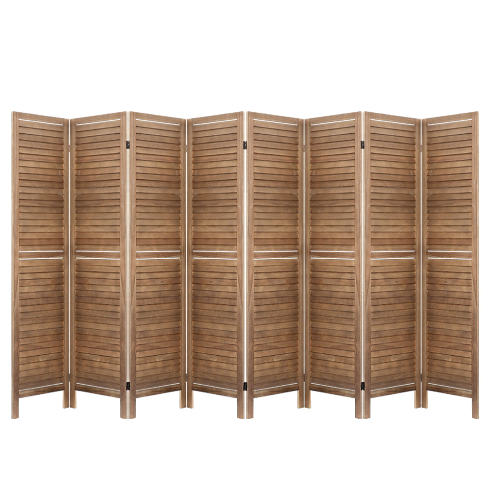 Artiss Room Divider Screen 8 Panel Privacy Wood Dividers Stand Bed Timber Brown-Furniture > Living Room - Peroz Australia - Image - 1
