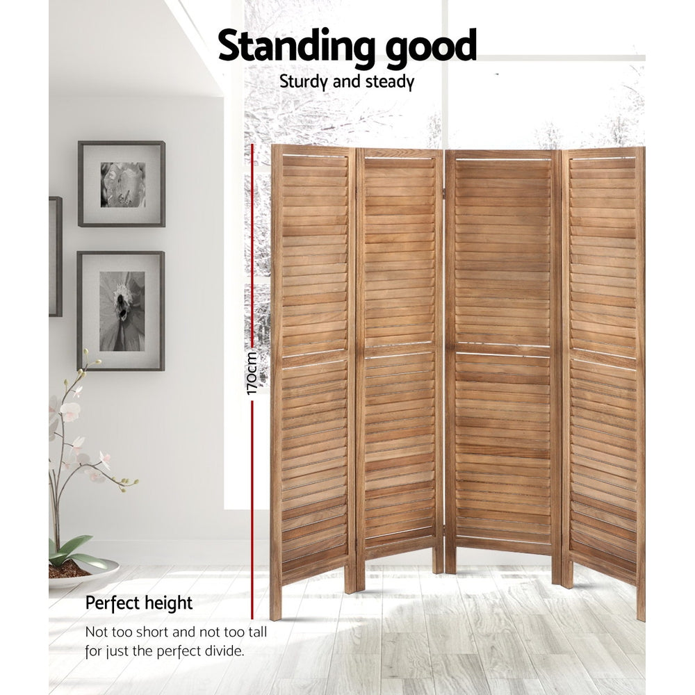 Artiss Room Divider Screen 8 Panel Privacy Wood Dividers Stand Bed Timber Brown-Furniture > Living Room - Peroz Australia - Image - 3