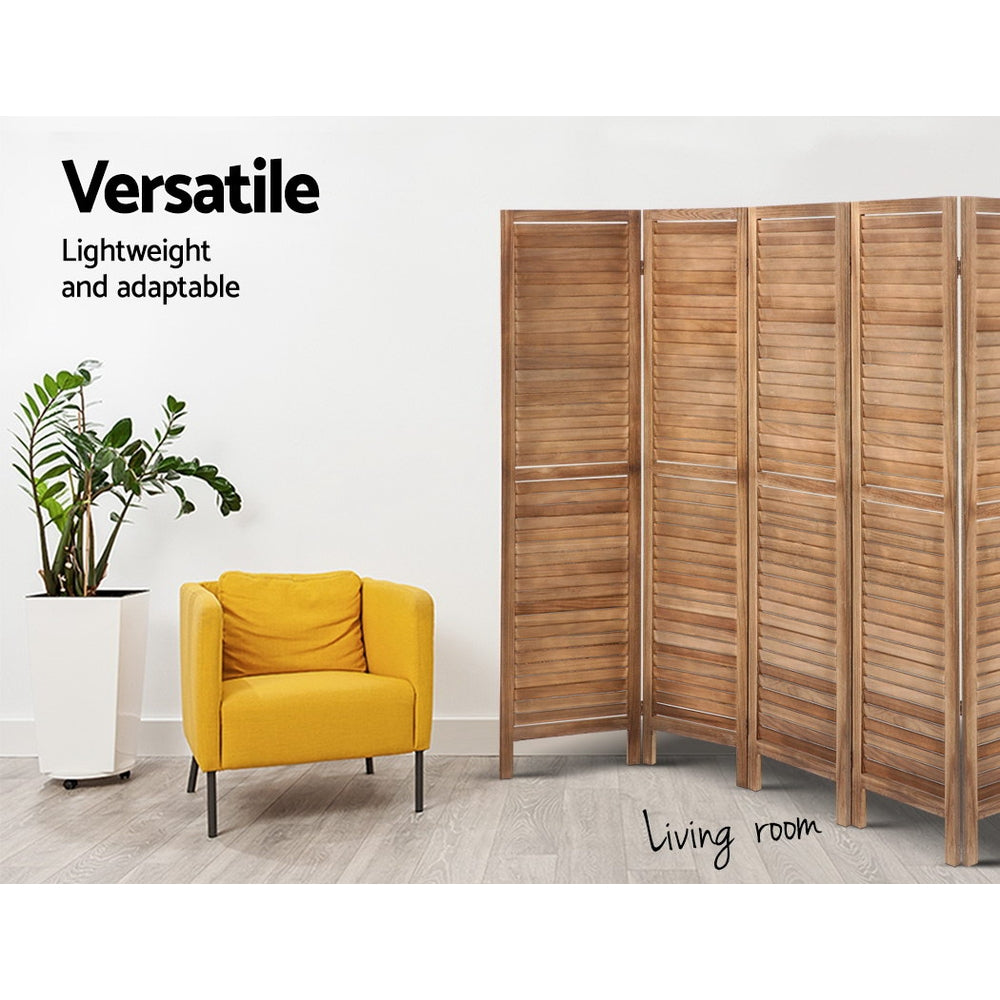 Artiss Room Divider Screen 8 Panel Privacy Wood Dividers Stand Bed Timber Brown-Furniture > Living Room - Peroz Australia - Image - 5