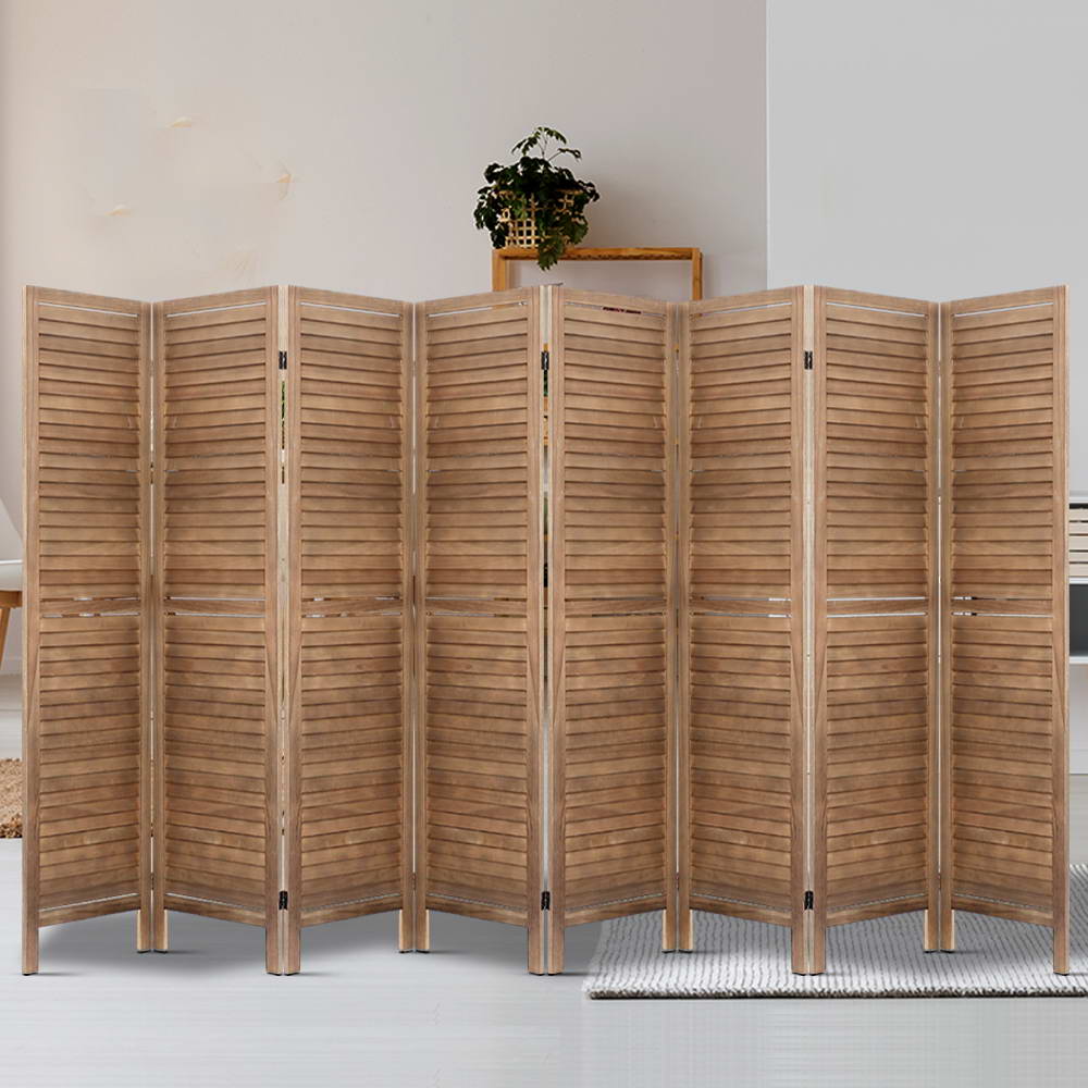 Artiss Room Divider Screen 8 Panel Privacy Wood Dividers Stand Bed Timber Brown-Furniture > Living Room - Peroz Australia - Image - 7