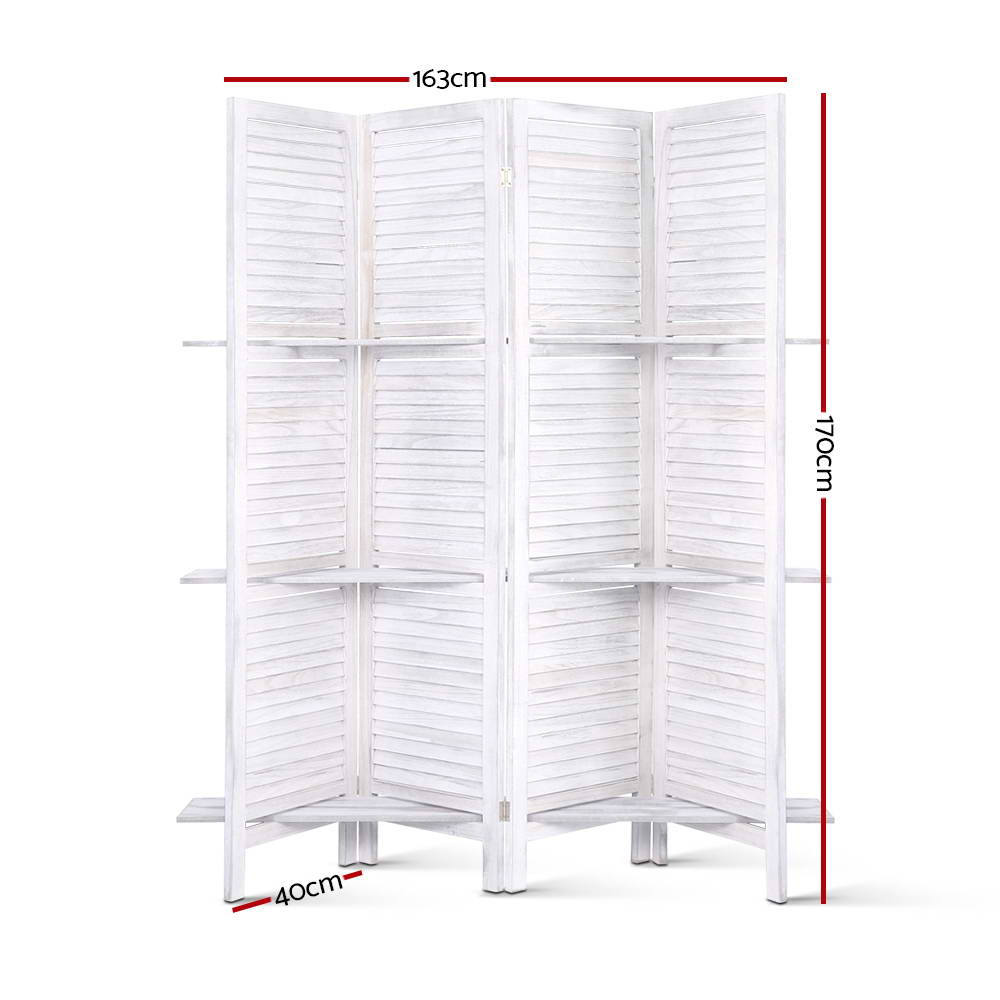 Artiss Room Divider Privacy Screen Foldable Partition Stand 4 Panel White-Furniture > Living Room - Peroz Australia - Image - 2