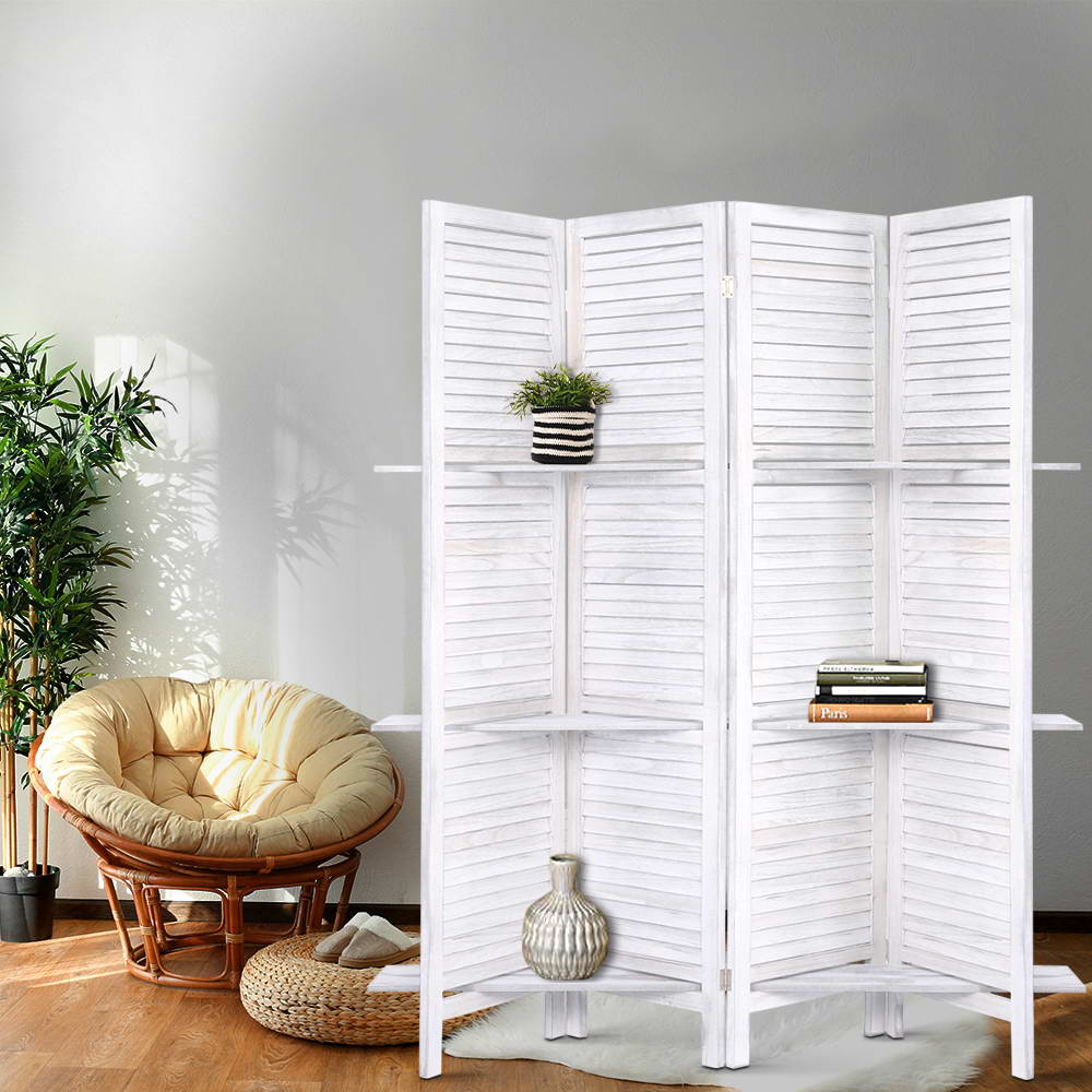 Artiss Room Divider Privacy Screen Foldable Partition Stand 4 Panel White-Furniture > Living Room - Peroz Australia - Image - 7