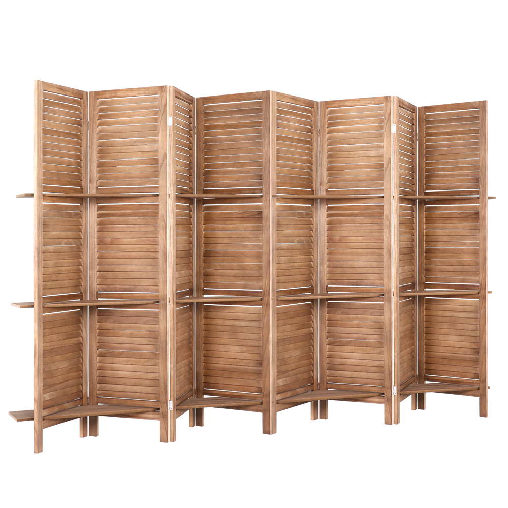 Artiss Room Divider Screen 8 Panel Privacy Dividers Shelf Wooden Timber Stand-Furniture > Living Room - Peroz Australia - Image - 3