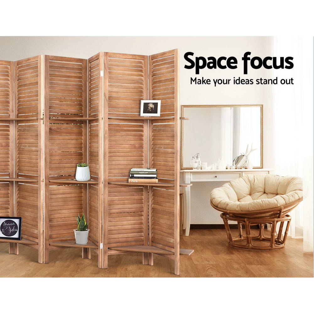 Artiss Room Divider Screen 8 Panel Privacy Dividers Shelf Wooden Timber Stand-Furniture > Living Room - Peroz Australia - Image - 4