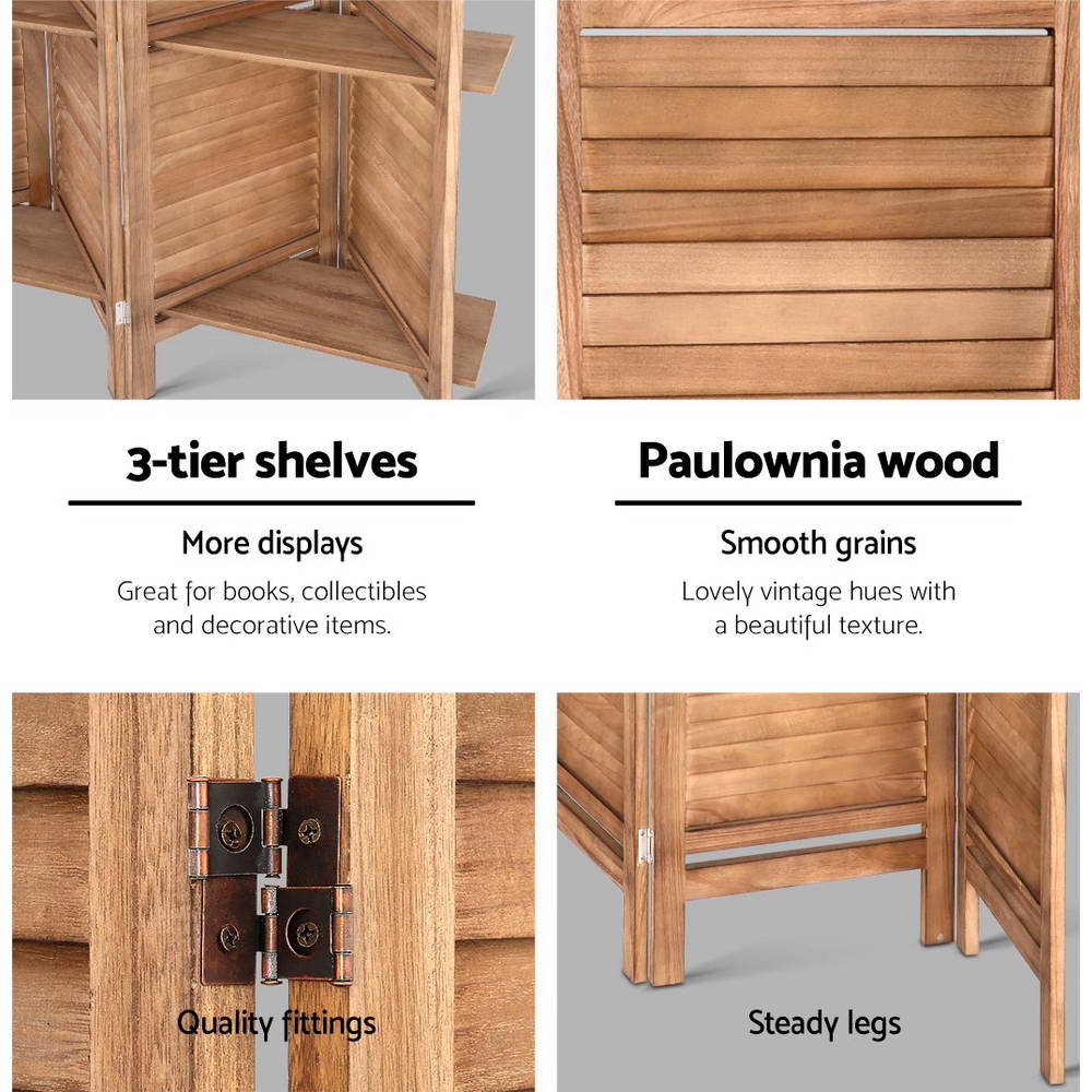 Artiss Room Divider Screen 8 Panel Privacy Dividers Shelf Wooden Timber Stand-Furniture > Living Room - Peroz Australia - Image - 6