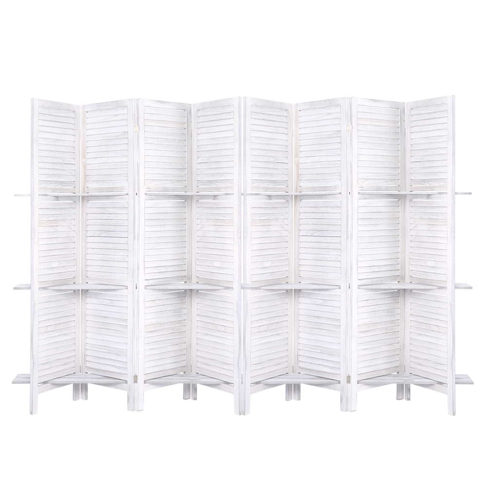 Artiss Room Divider Screen 8 Panel Privacy Foldable Dividers Timber Stand Shelf-Furniture > Living Room - Peroz Australia - Image - 1
