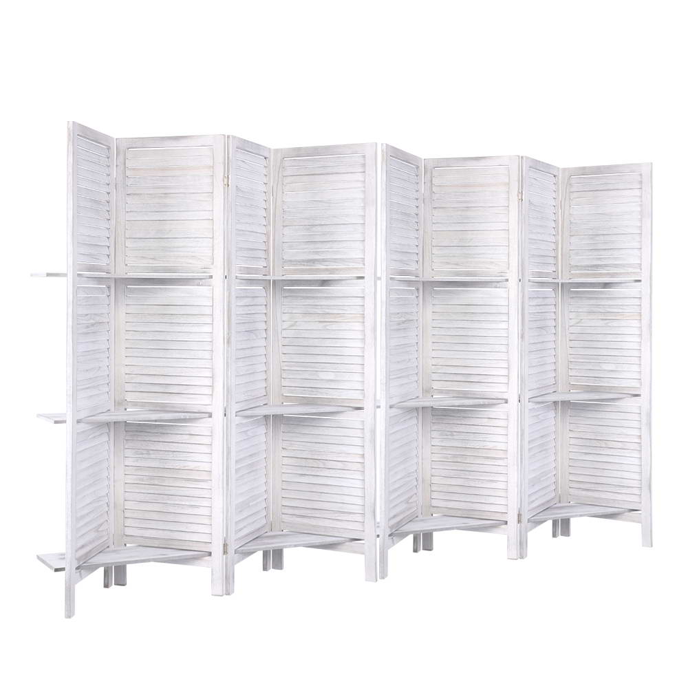 Artiss Room Divider Screen 8 Panel Privacy Foldable Dividers Timber Stand Shelf-Furniture > Living Room - Peroz Australia - Image - 3