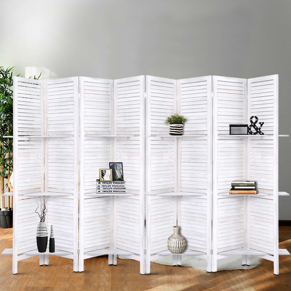 Artiss Room Divider Screen 8 Panel Privacy Foldable Dividers Timber Stand Shelf-Furniture > Living Room - Peroz Australia - Image - 7