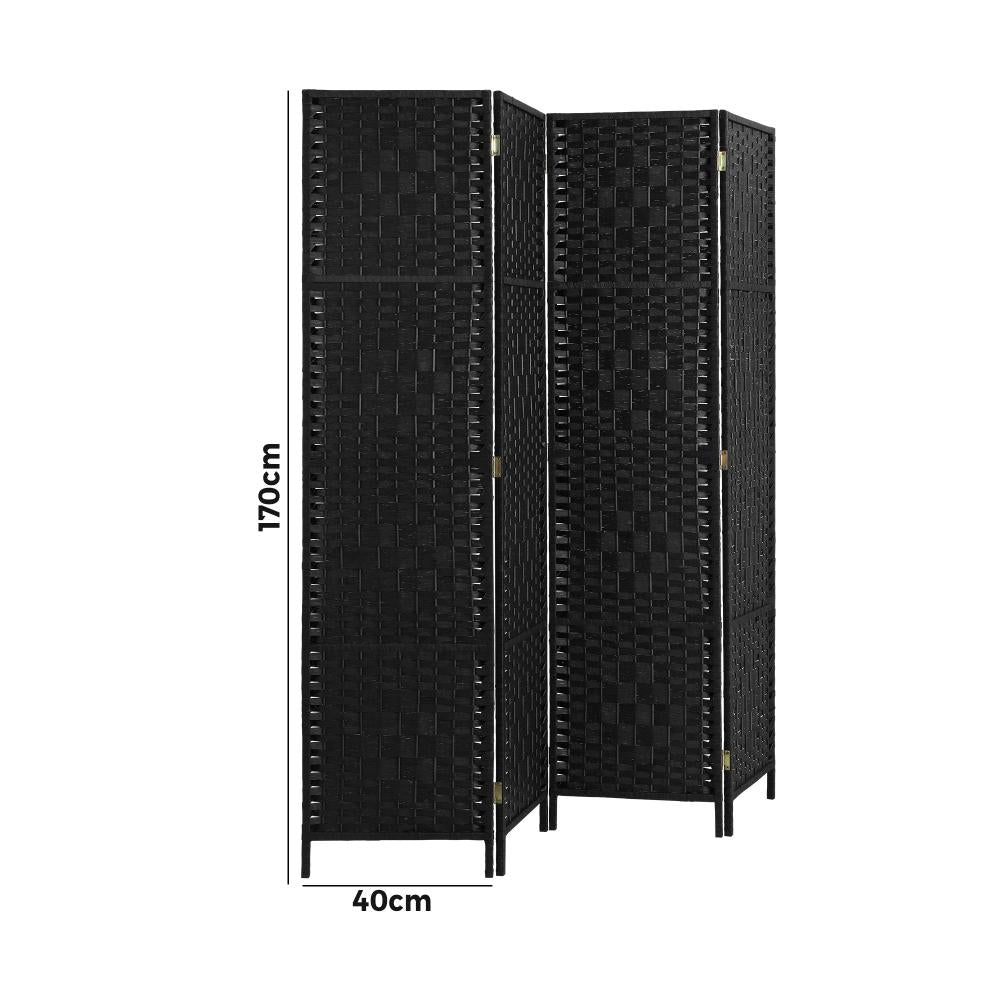 Oikiture 4 Panel Room Divider Privacy Screen Black-Room Divider-PEROZ Accessories