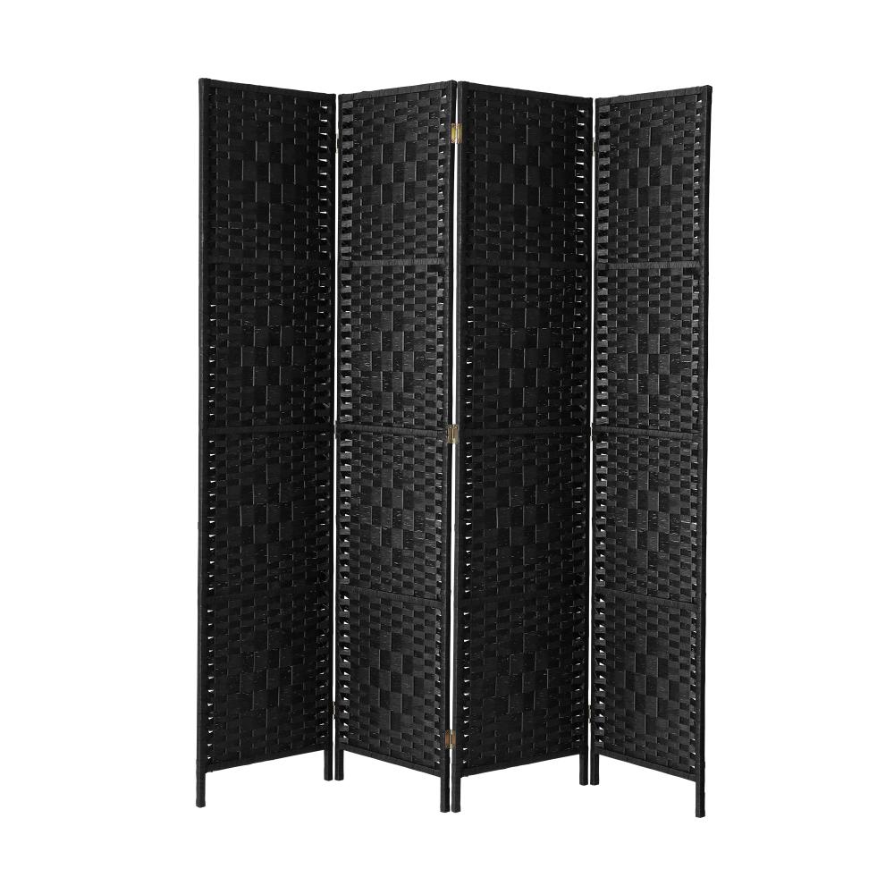 Oikiture 4 Panel Room Divider Privacy Screen Black-Room Divider-PEROZ Accessories