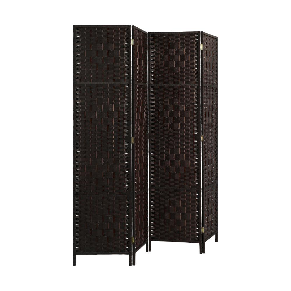 Oikiture 4 Panel Room Divider Privacy Screen Brown-Room Divider-PEROZ Accessories