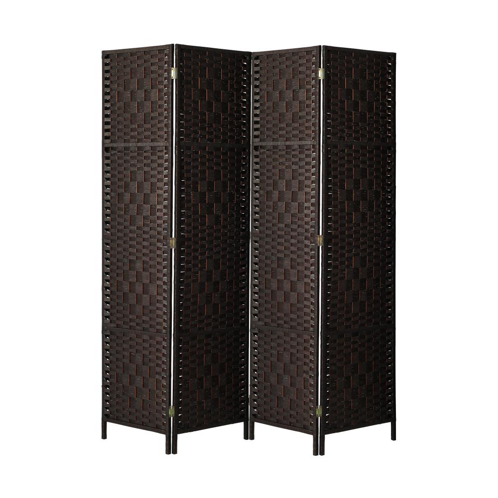 Oikiture 4 Panel Room Divider Privacy Screen Brown-Room Divider-PEROZ Accessories