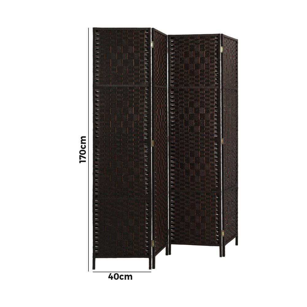 Oikiture 4 Panel Room Divider Privacy Screen Brown-Room Divider-PEROZ Accessories