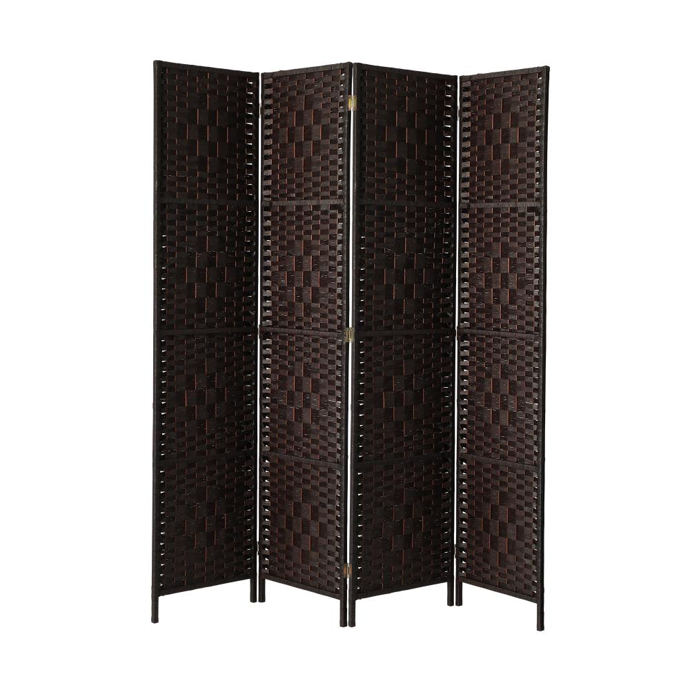 Oikiture 4 Panel Room Divider Privacy Screen Brown-Room Divider-PEROZ Accessories