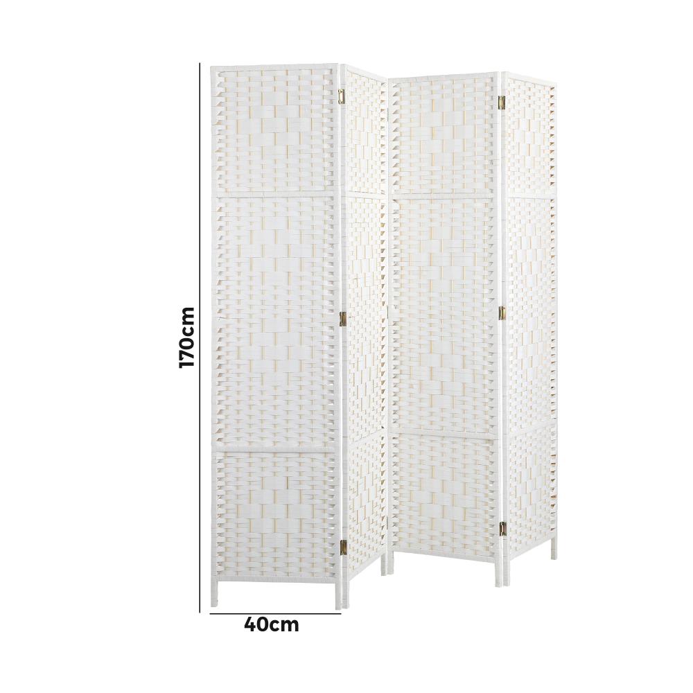 Oikiture 4 Panel Room Divider Privacy Screen White-Room Divider-PEROZ Accessories