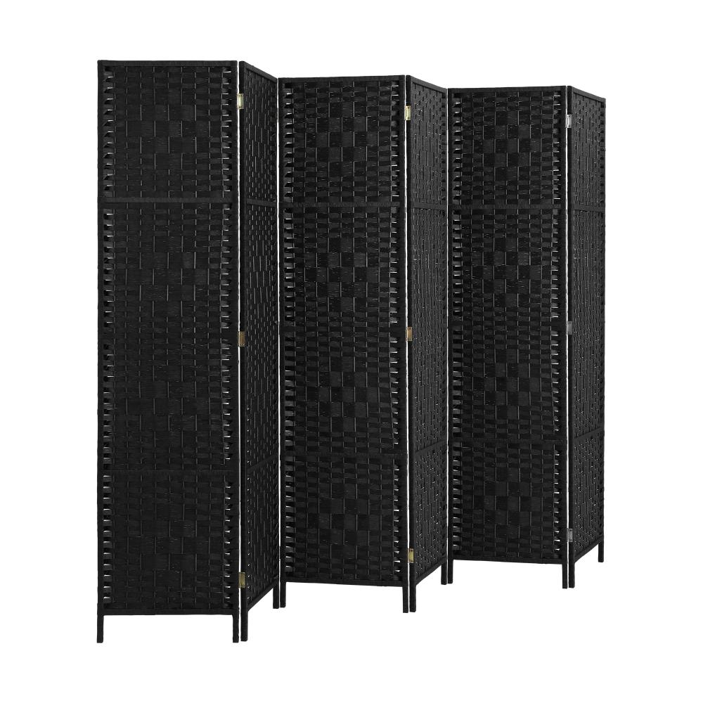Oikiture 6 Panel Room Divider Privacy Screen Black-Room Divider-PEROZ Accessories
