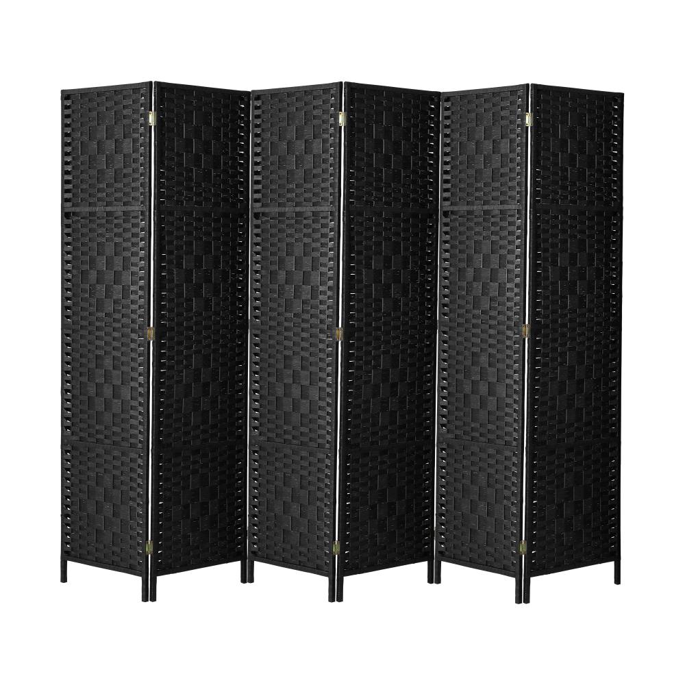 Oikiture 6 Panel Room Divider Privacy Screen Black-Room Divider-PEROZ Accessories