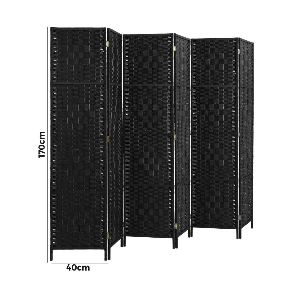 Oikiture 6 Panel Room Divider Privacy Screen Black-Room Divider-PEROZ Accessories