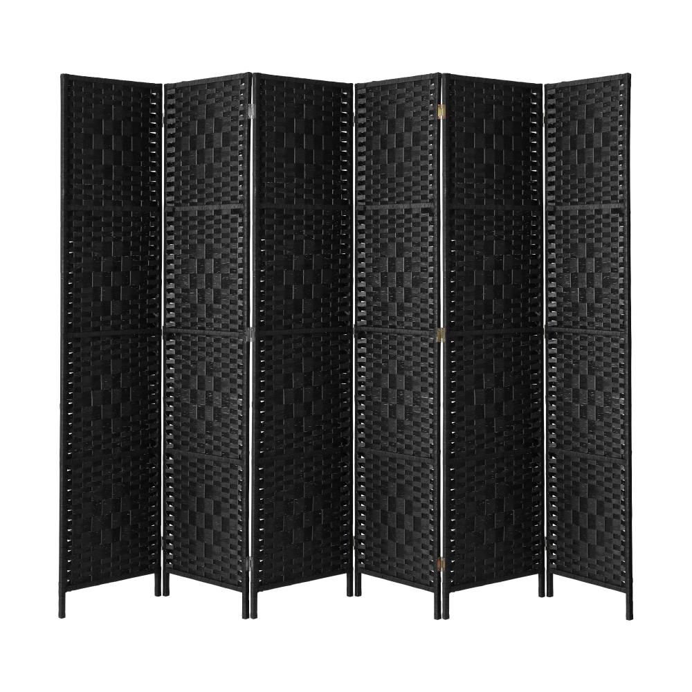 Oikiture 6 Panel Room Divider Privacy Screen Black-Room Divider-PEROZ Accessories