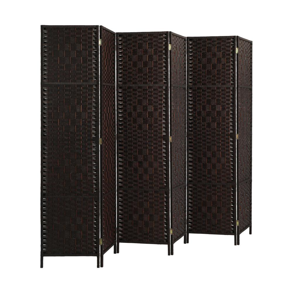 Oikiture 6 Panel Room Divider Privacy Screen Brown-Room Divider-PEROZ Accessories