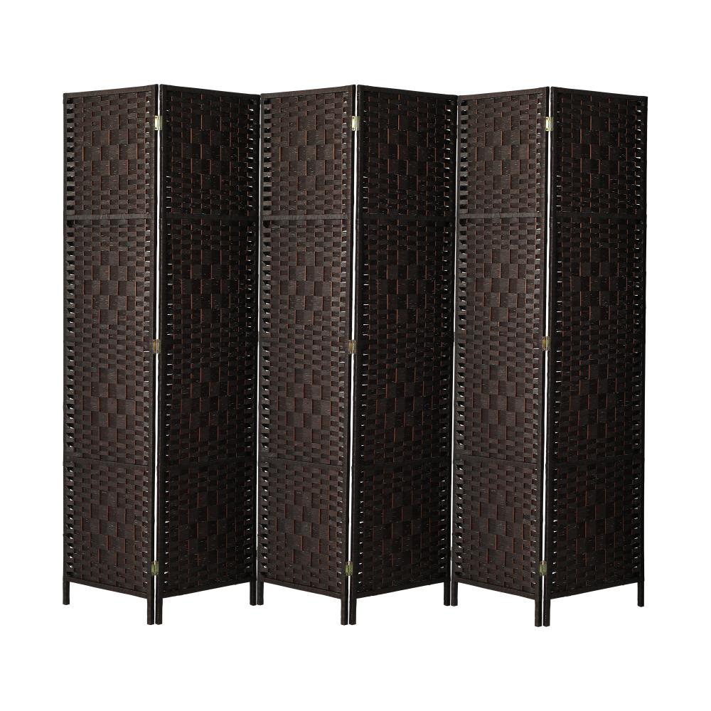 Oikiture 6 Panel Room Divider Privacy Screen Brown-Room Divider-PEROZ Accessories