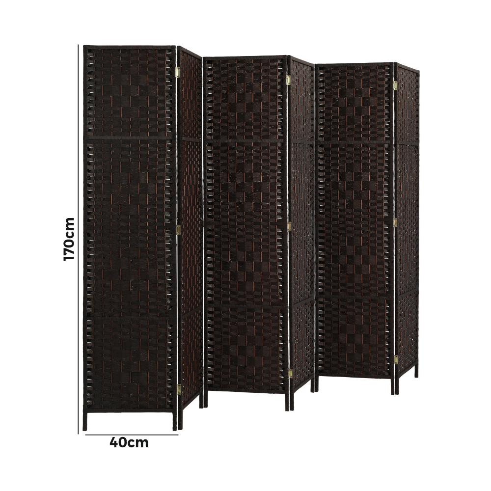 Oikiture 6 Panel Room Divider Privacy Screen Brown-Room Divider-PEROZ Accessories