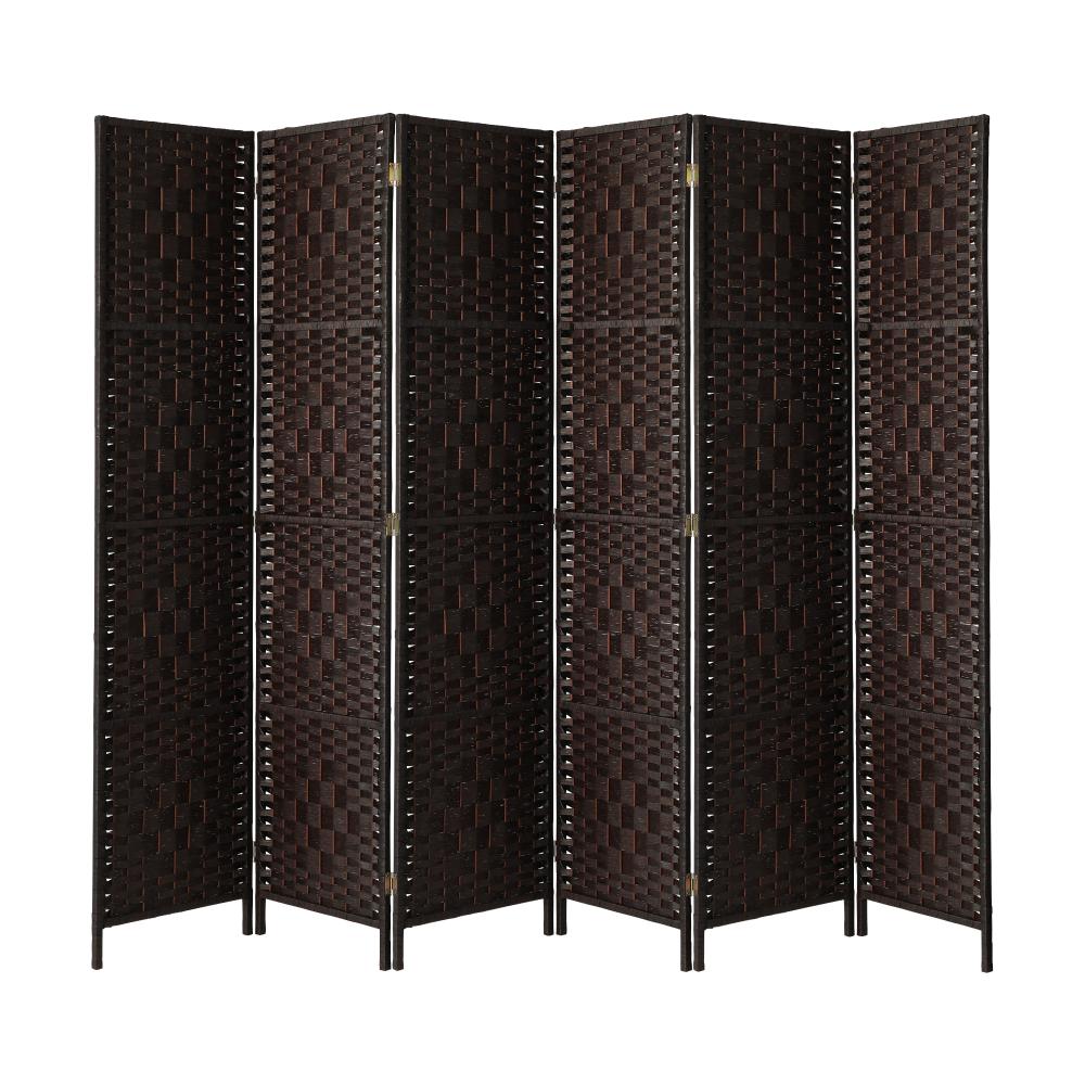 Oikiture 6 Panel Room Divider Privacy Screen Brown-Room Divider-PEROZ Accessories