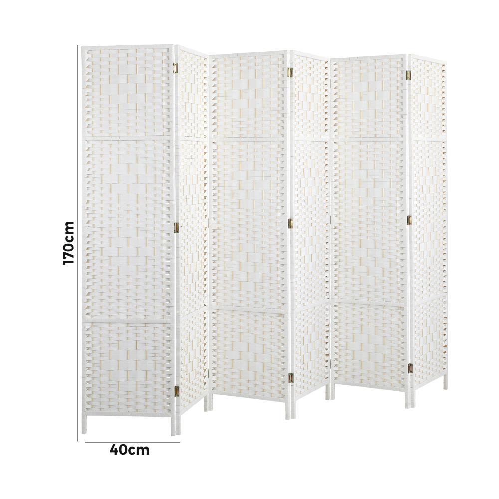 Oikiture 6 Panel Room Divider Privacy Screen White-Room Divider-PEROZ Accessories