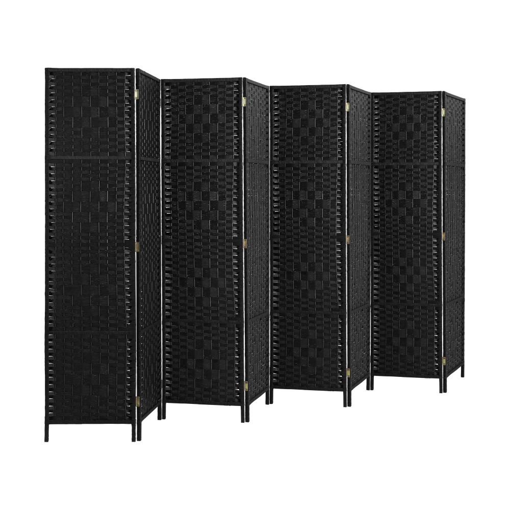 Oikiture 8 Panel Room Divider Privacy Screen Black-Room Divider-PEROZ Accessories