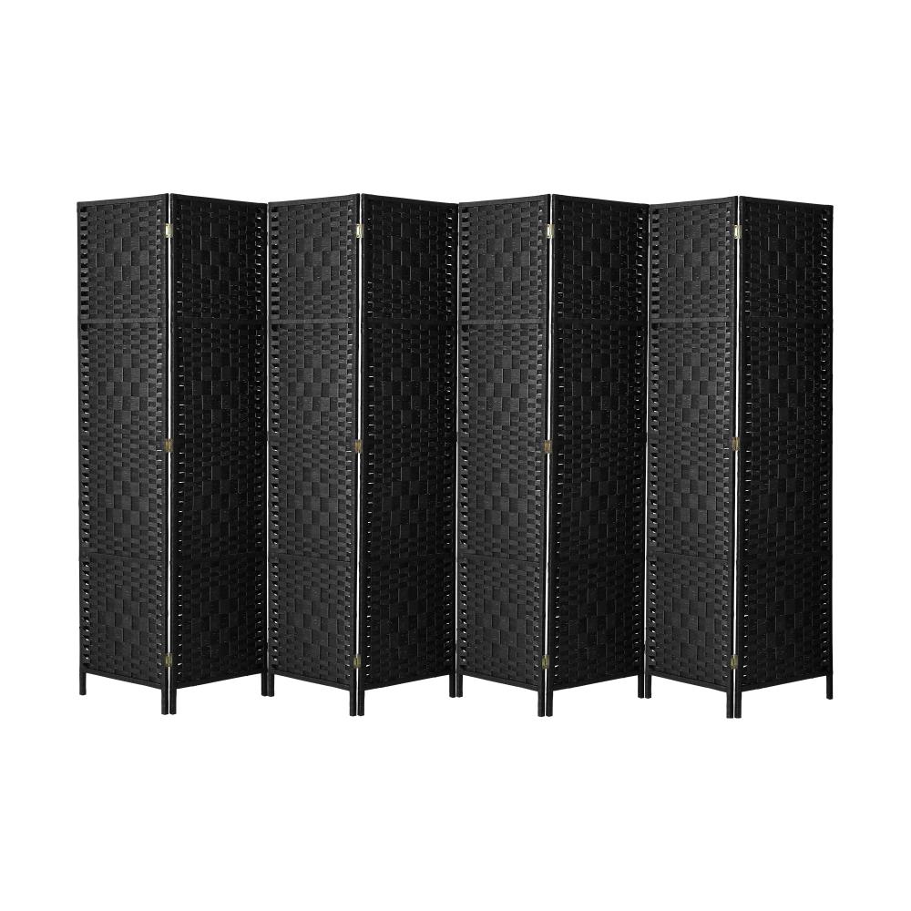 Oikiture 8 Panel Room Divider Privacy Screen Black-Room Divider-PEROZ Accessories