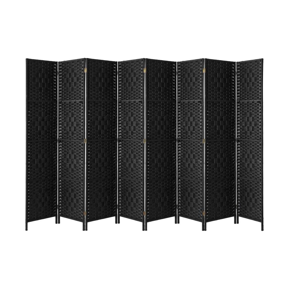Oikiture 8 Panel Room Divider Privacy Screen Black-Room Divider-PEROZ Accessories