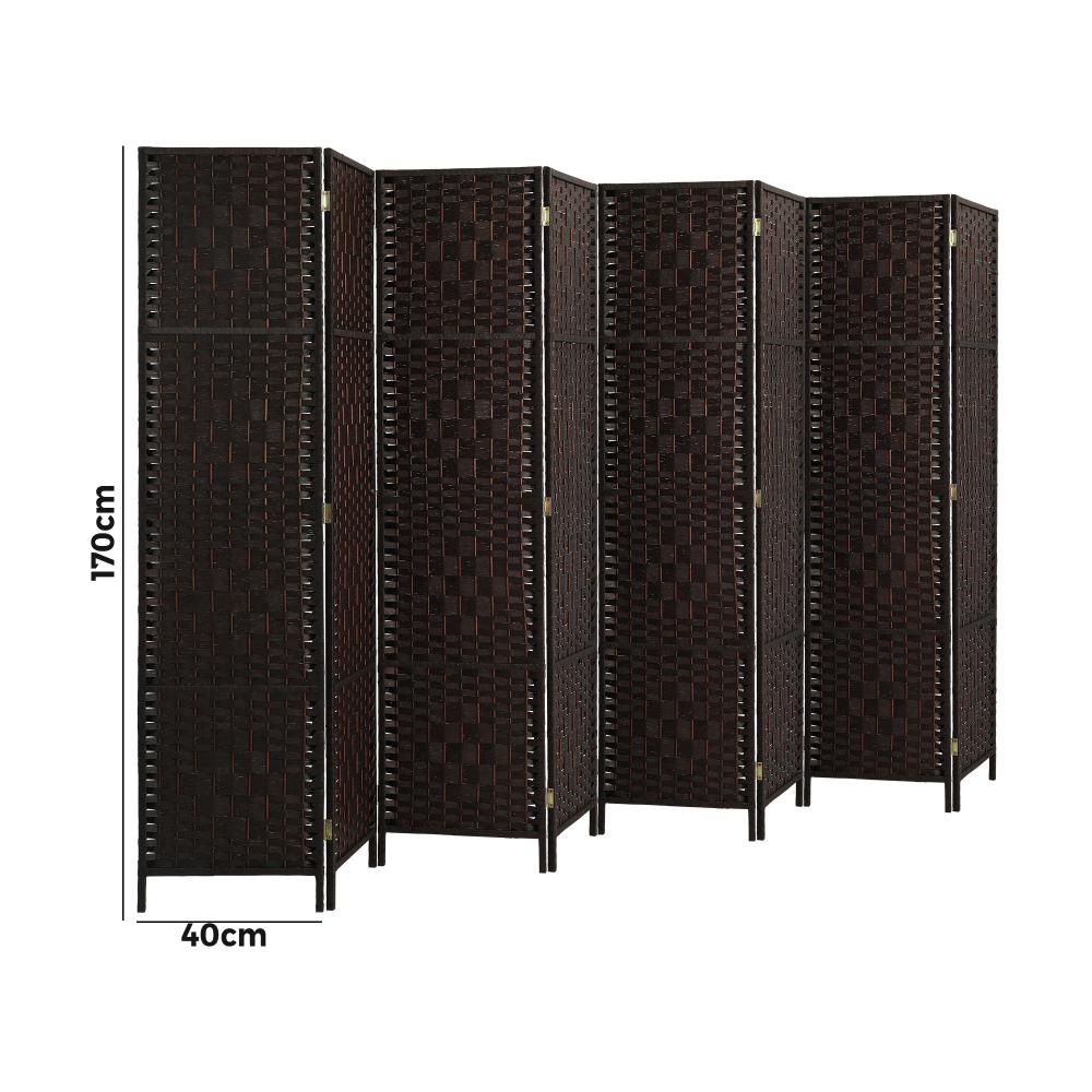 Oikiture 8 Panel Room Divider Privacy Screen Brown-Room Divider-PEROZ Accessories