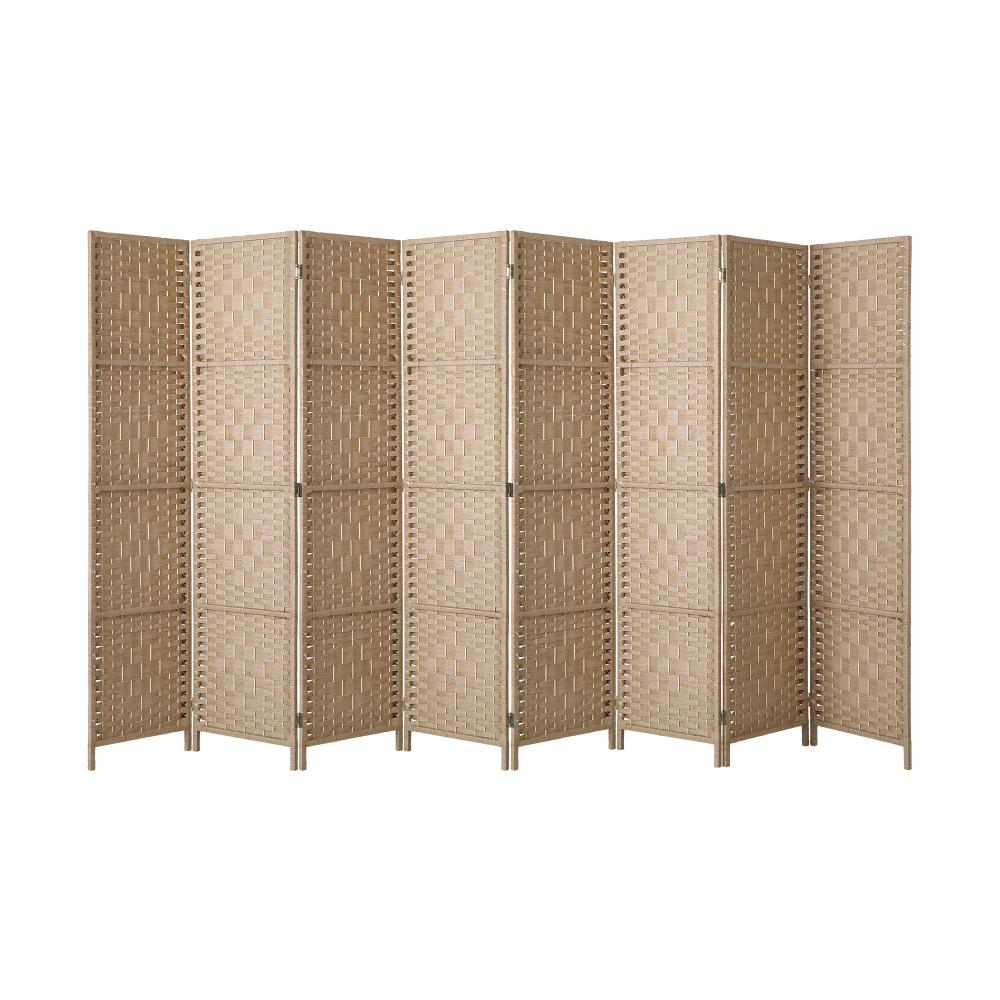 Oikiture 8 Panel Room Divider Privacy Screen Wood-Room Divider-PEROZ Accessories