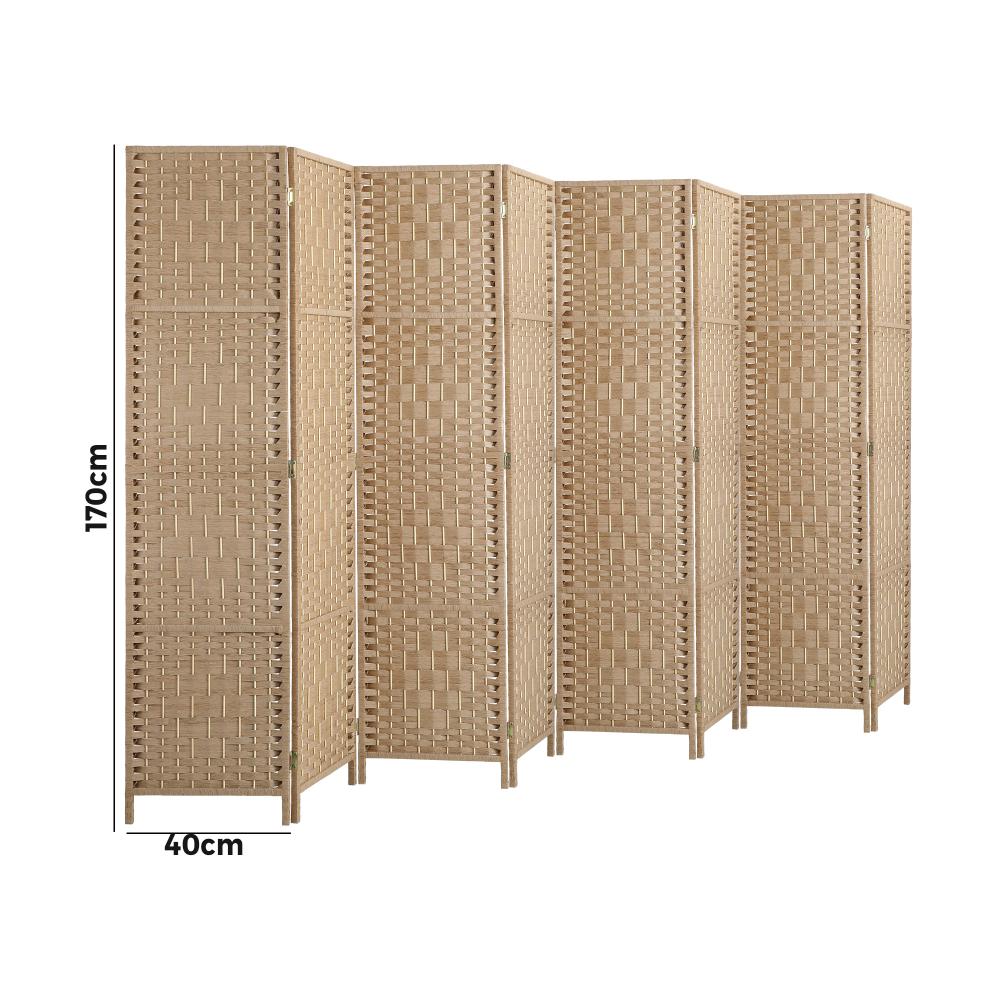 Oikiture 8 Panel Room Divider Privacy Screen Wood-Room Divider-PEROZ Accessories