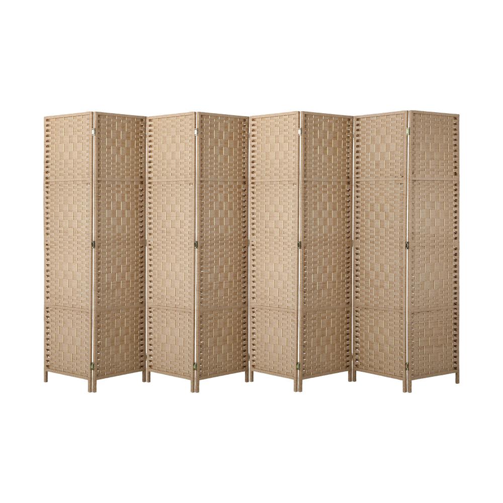Oikiture 8 Panel Room Divider Privacy Screen Wood-Room Divider-PEROZ Accessories