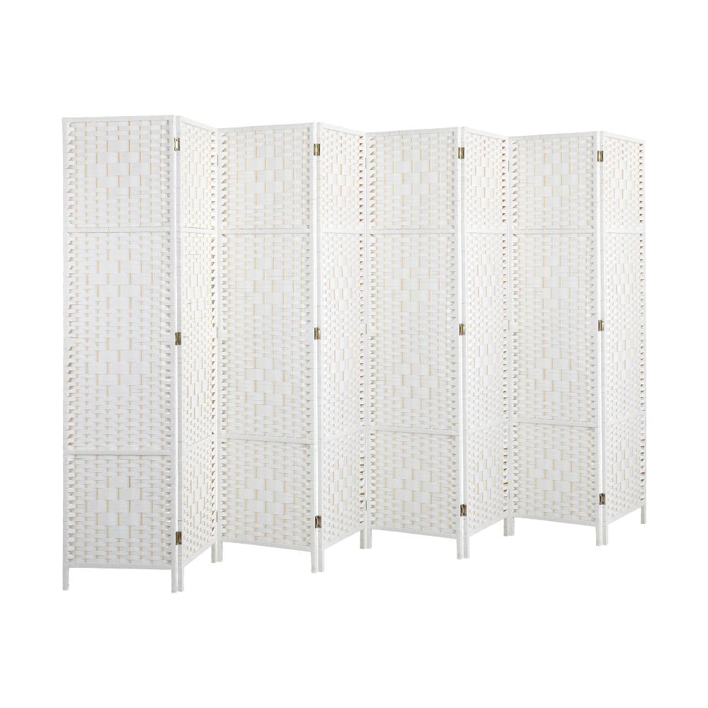 Oikiture 8 Panel Room Divider Privacy Screen White-Room Divider-PEROZ Accessories