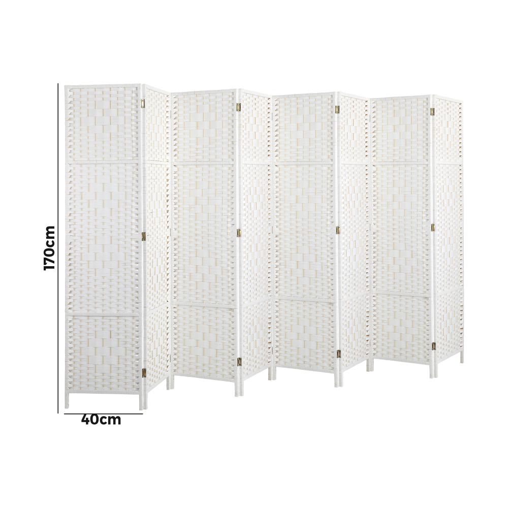 Oikiture 8 Panel Room Divider Privacy Screen White-Room Divider-PEROZ Accessories