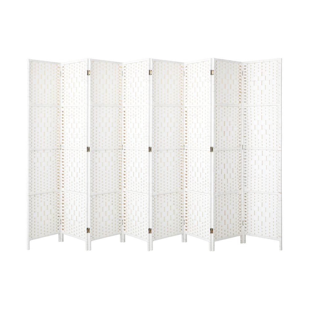 Oikiture 8 Panel Room Divider Privacy Screen White-Room Divider-PEROZ Accessories