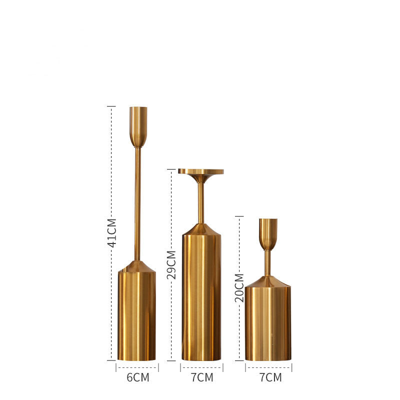 Anyhouz 6pc Luxury Gold Metal Candle Holder Tabletop Home Decor Modern Art Living Room Display House Decorative Crafts Metal Ornaments-Tabletop Decor-PEROZ Accessories