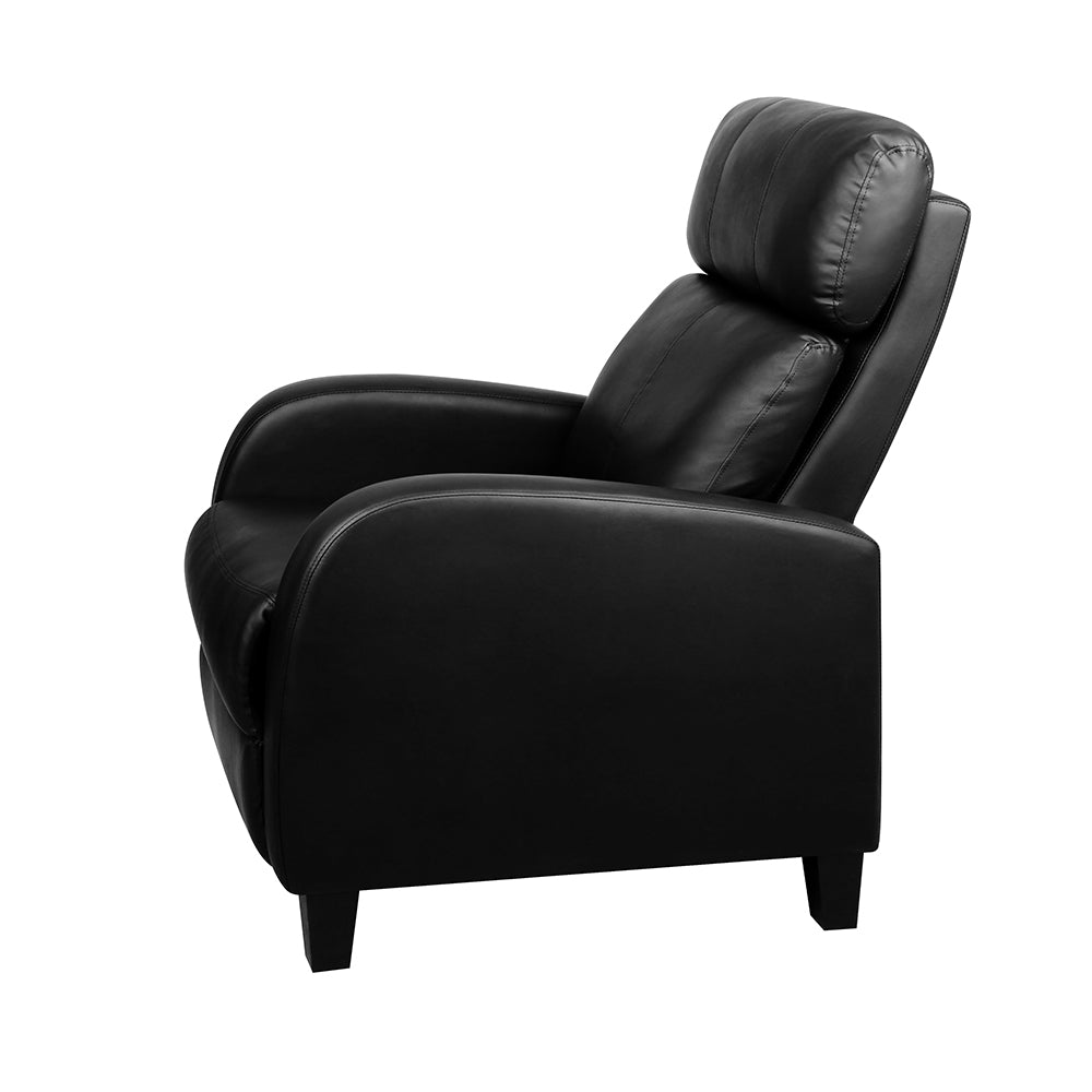Artiss PU Leather Reclining Armchair - Black-Furniture > Living Room - Peroz Australia - Image - 4