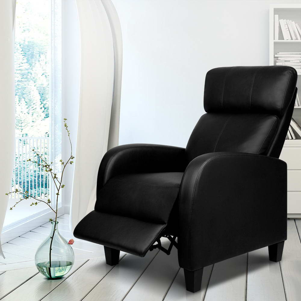 Artiss PU Leather Reclining Armchair - Black-Furniture > Living Room - Peroz Australia - Image - 8