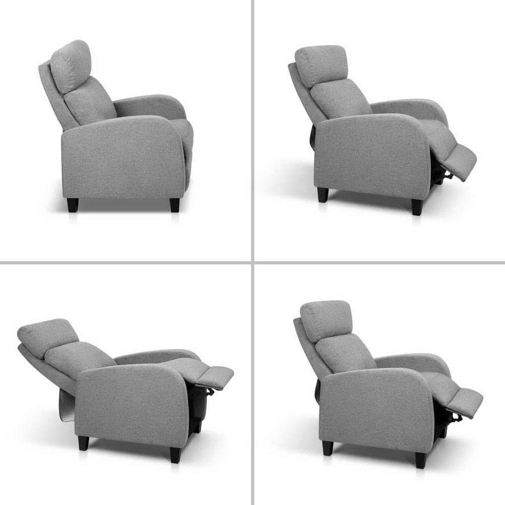 Artiss Fabric Reclining Armchair - Grey-Furniture > Living Room - Peroz Australia - Image - 6