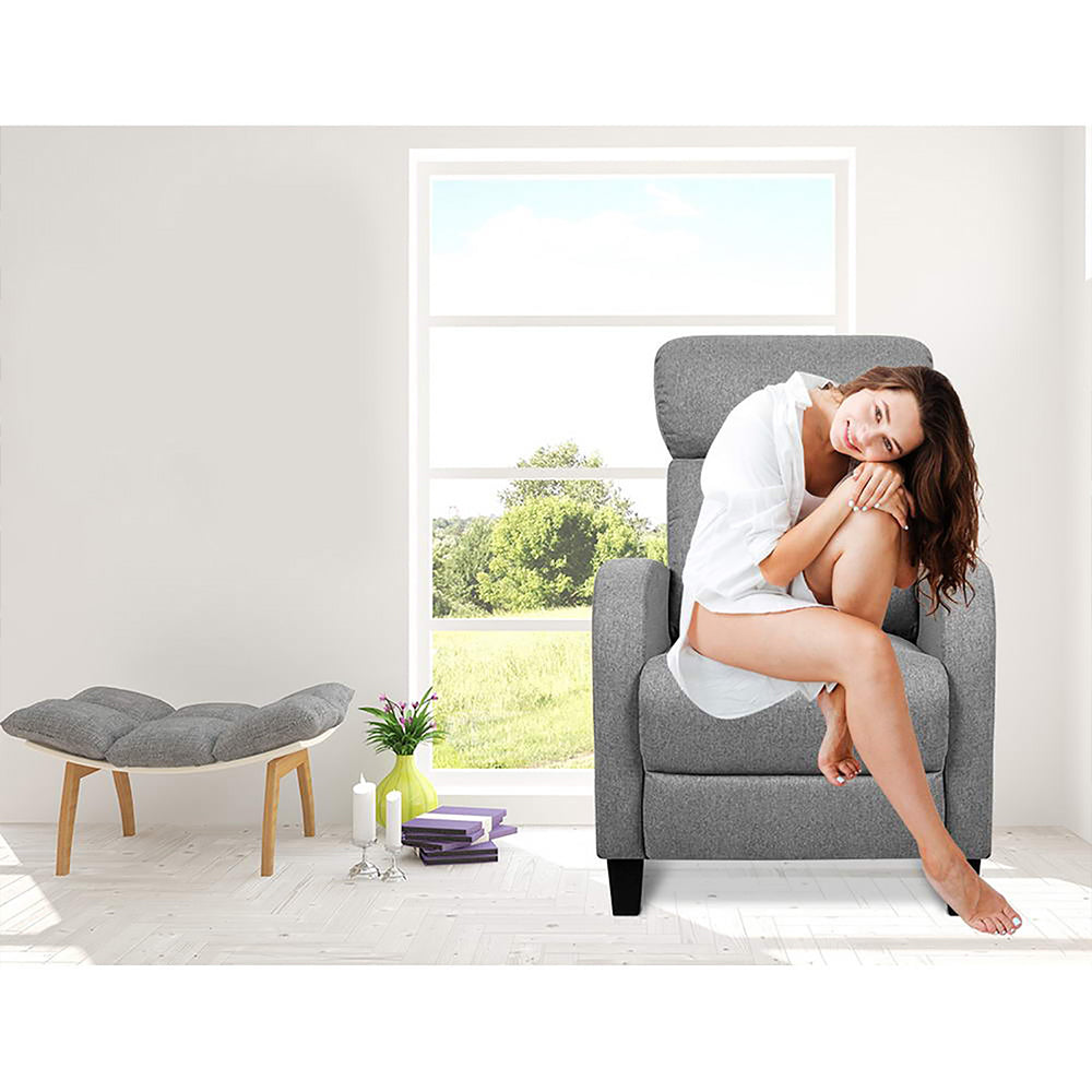 Artiss Fabric Reclining Armchair - Grey-Furniture > Living Room - Peroz Australia - Image - 7