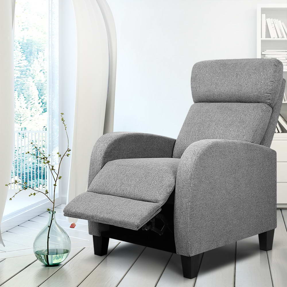 Artiss Fabric Reclining Armchair - Grey-Furniture > Living Room - Peroz Australia - Image - 1